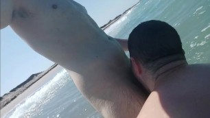 Sex in the beach with waves