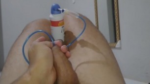 The gas cylinder left the cock bent and hard wanting a cumshot.