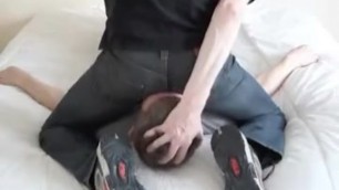 Dominant Twink in Jeans Buries his Friend's Face in his Ass and Farts