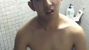 Slutty Asian cums in the shower