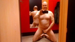 Naked, jacking off, and cumming in a Target dressing room