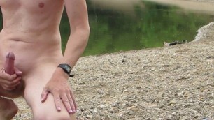 Littleschorschi's outdoor nudist week at Lake South - walking my boner on Tuesday - two of seven