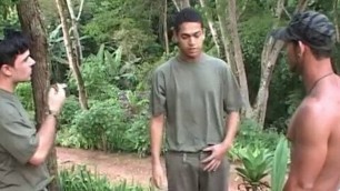 Latino soldier studs get horny in camp and fucks hard outdoors