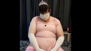Chubby Femboy Princess Cums through Dress and on Mirror