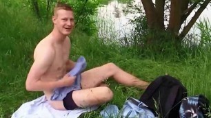 Hung Twink Makes A Quick Buck By Getting His Ass and Mouth Fucked Raw While Waiting For His Friends - BigStr