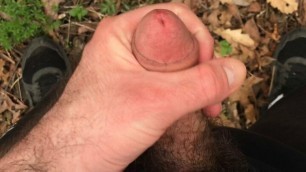 hairy wank and cum in the woods