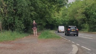 maidstonenakedman in see-through black underwear at the roadside