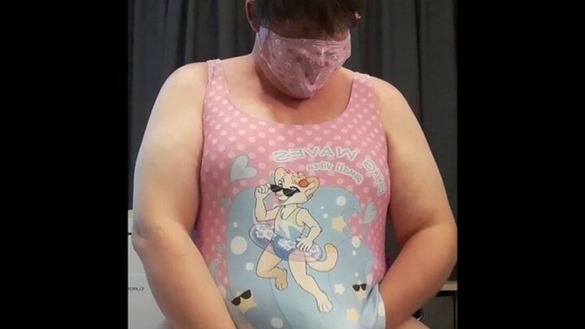 Chubby Femboy being Horny in Cute Swimsuit