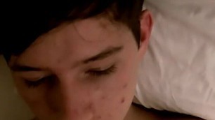 Twink amateurs Chad Frost and Trace suck dick and cum in POV