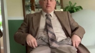 Daddy masturbating in suit and socks