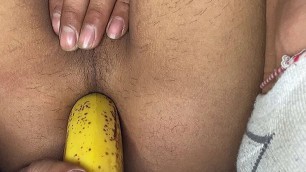 Virgin ass of young teen fucked by a huge banana (Xblue18)