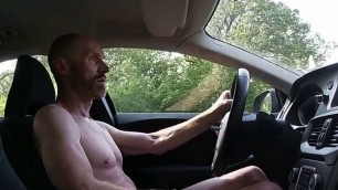 Naked driving and masturbating