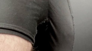 Hard cock bulge grows and is pulled out of briefs