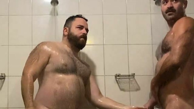 Almost getting caught public showers sexy bear